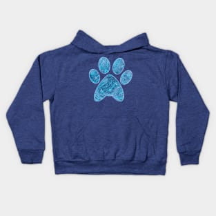 Zen Paw Print Blue Kids Hoodie